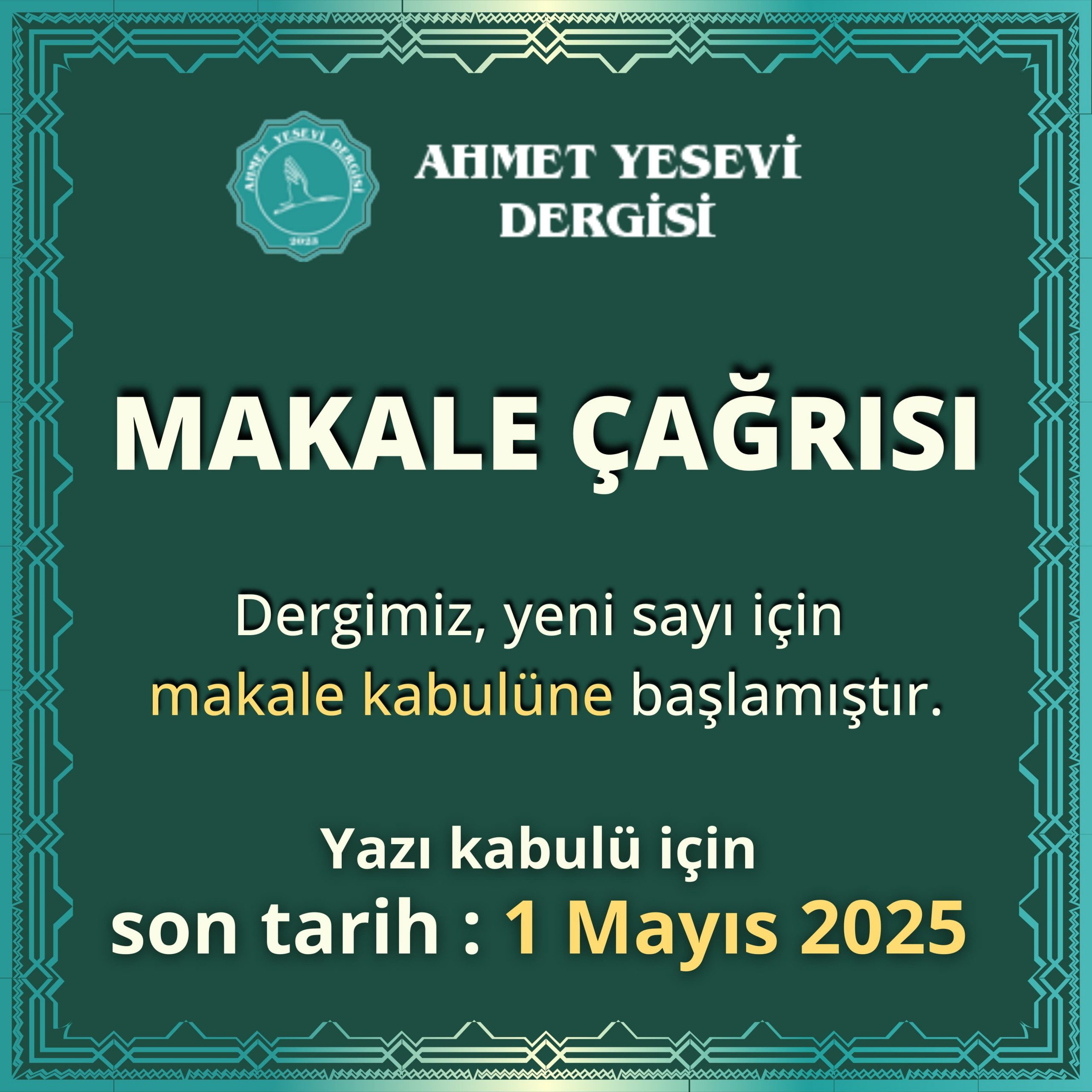 MAKALE ÇAĞRISI – 2025 YILI 5. SAYI